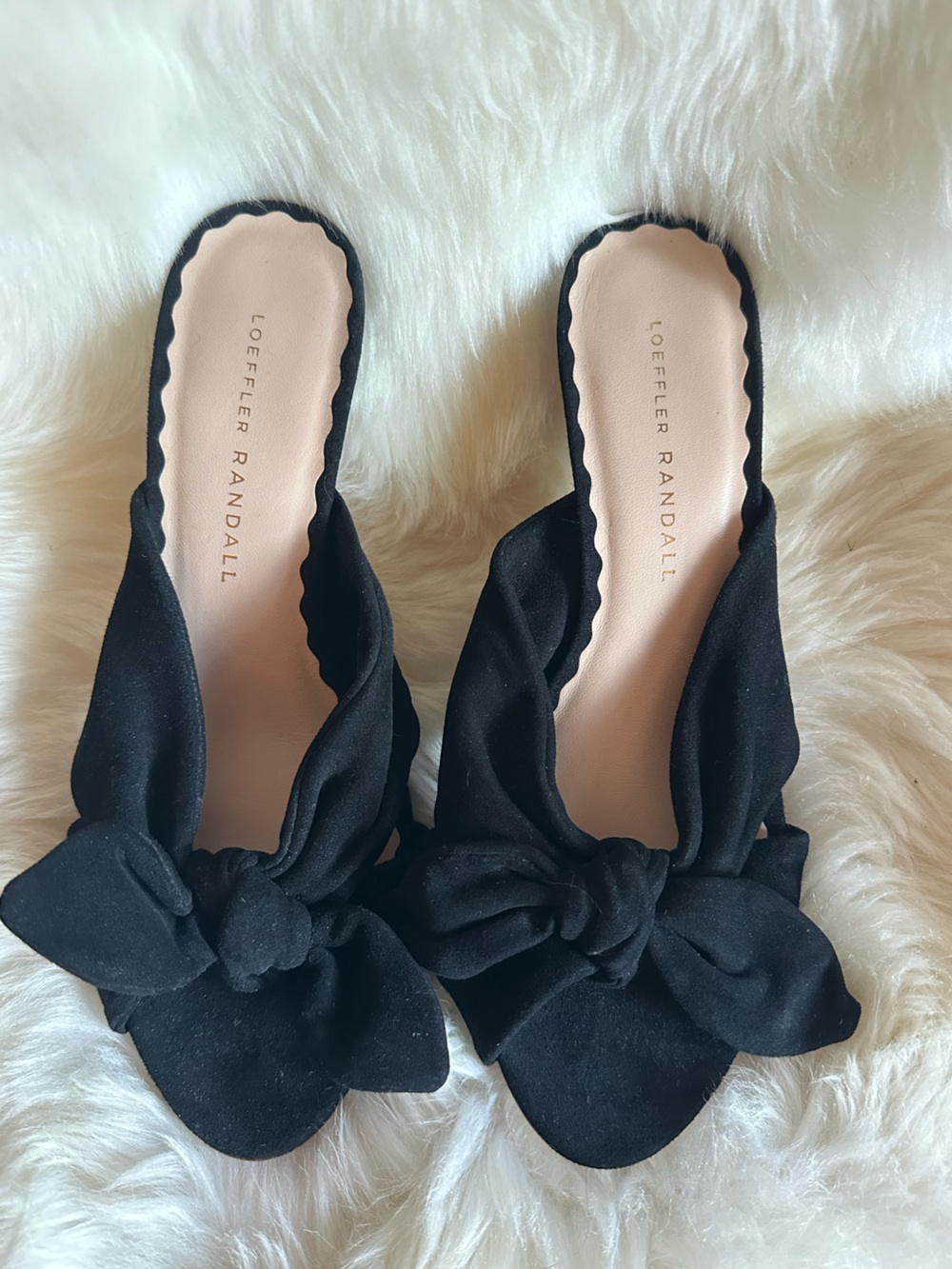 Loeffler Randall Black Knotted Bow Slide Mules